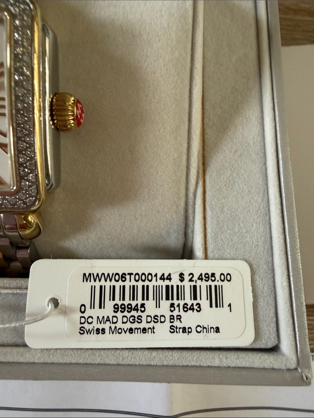 Michele Two-Tone Gold and Silver Diamond Bezel Women's Watch - Picture 4 of 12